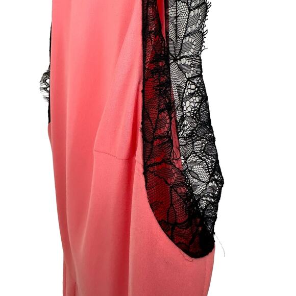 NWT Topshop Pink Sleeveless Romper Keyhole Back Black Lace Trim Sz 6 Boho Chic - Picture 8 of 14